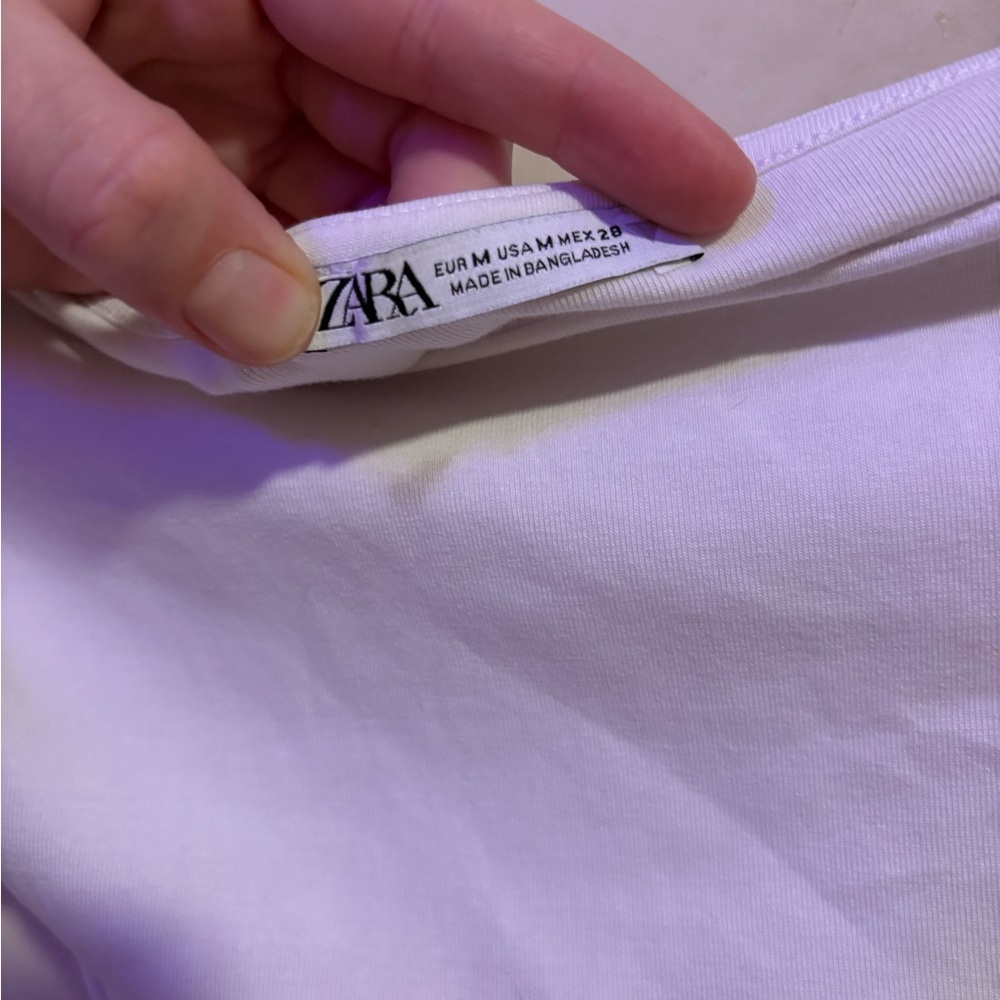 Zara White Fitted Asymmetrical Blouse